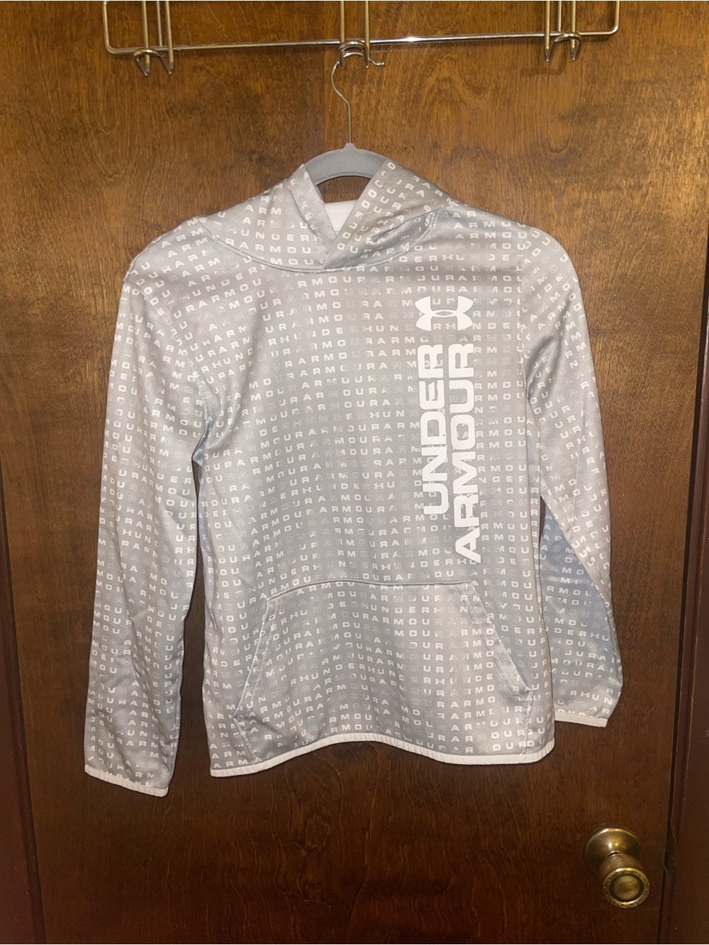 Under Armour Gray Allover Logo Pullover Hoodie